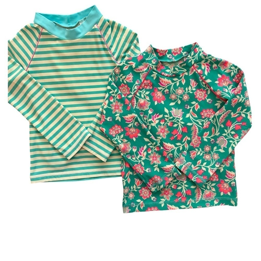 Boden Lot of 2 Rash guards Girls Size 4-5Y UPF40+ Beach Pool Swim Lessons PE